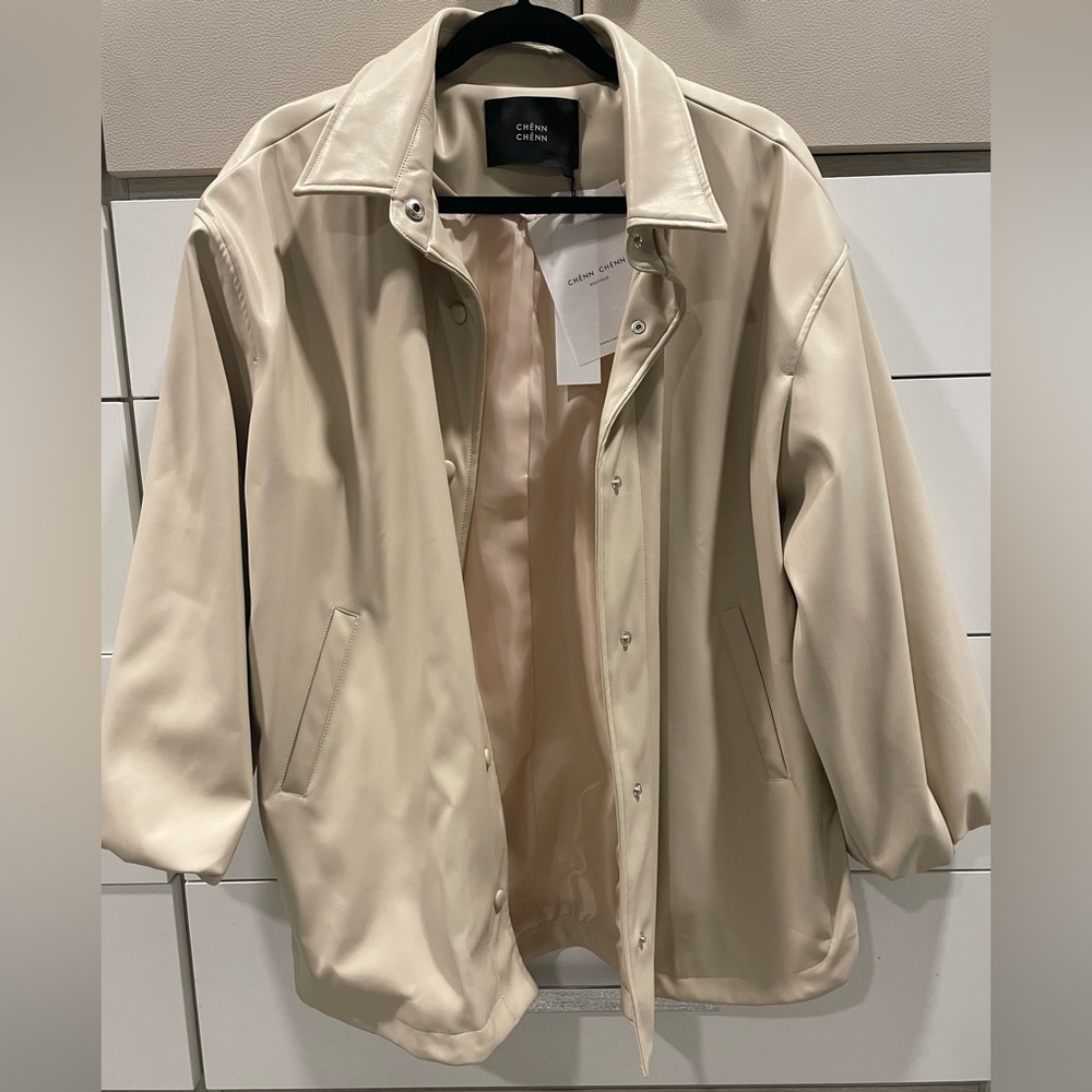 Beige faux leather jacket